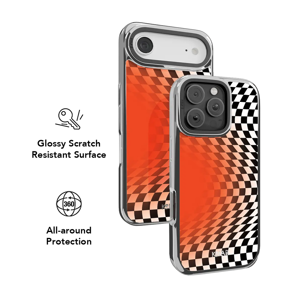 Sunflare | Orange Checkered Optical Illusion iPhone Case