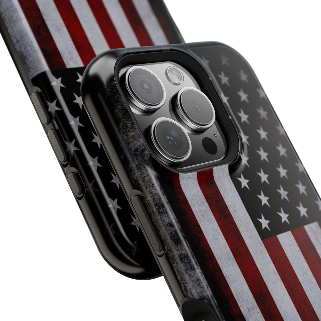 American Flag Magnetic Impact-Resistant Phone Case — Distressed USA Design