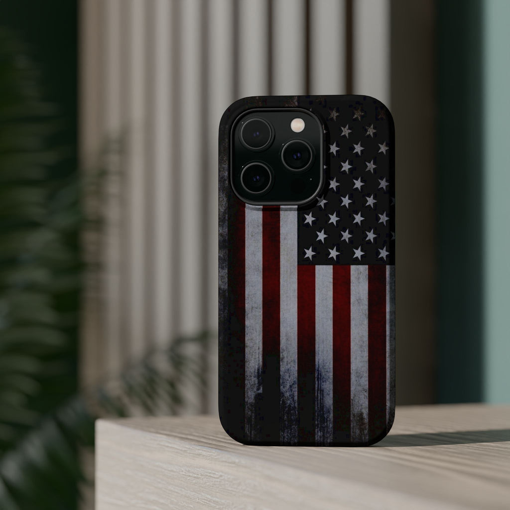 American Flag Magnetic Impact-Resistant Phone Case — Distressed USA Design