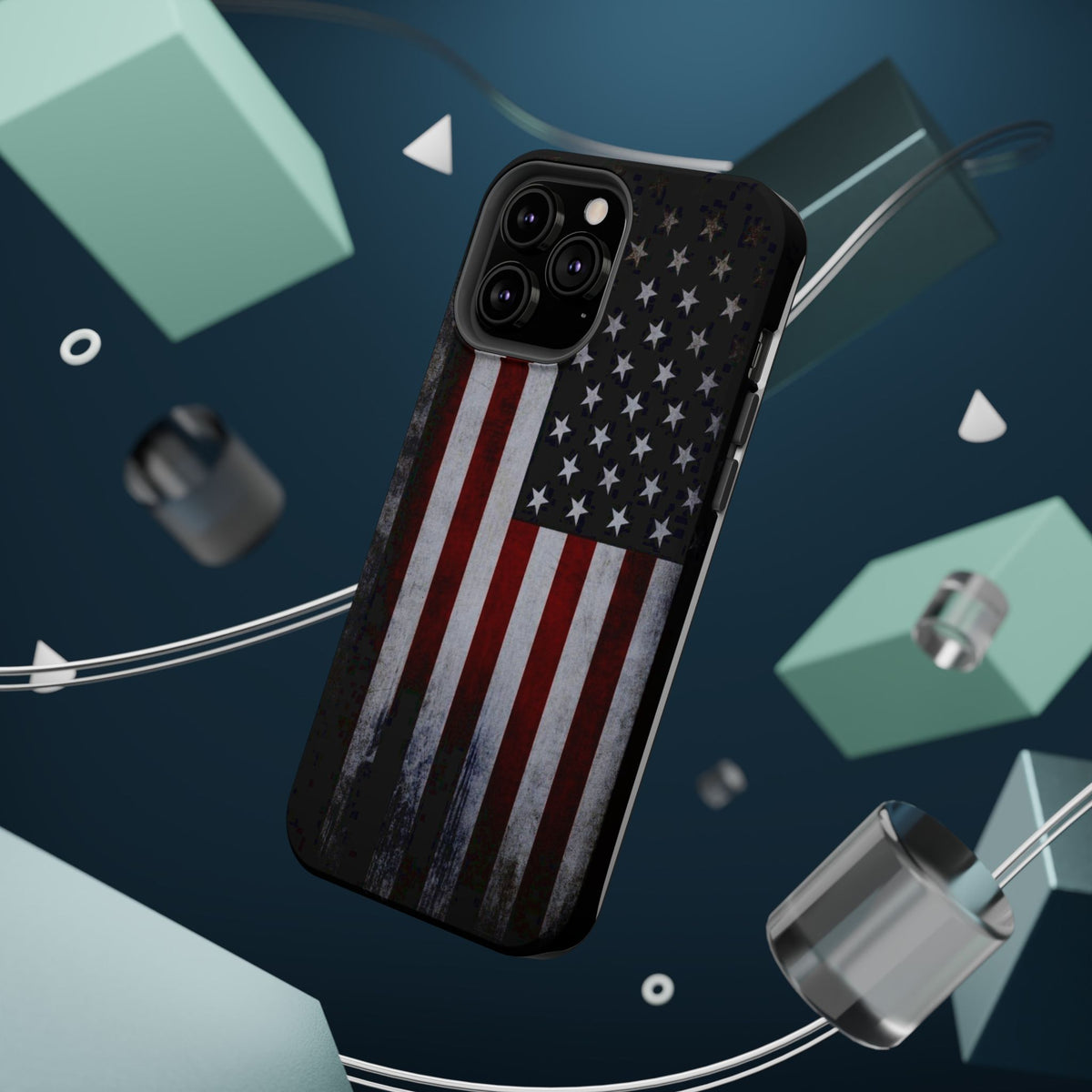 American Flag Magnetic Impact-Resistant Phone Case — Distressed USA Design
