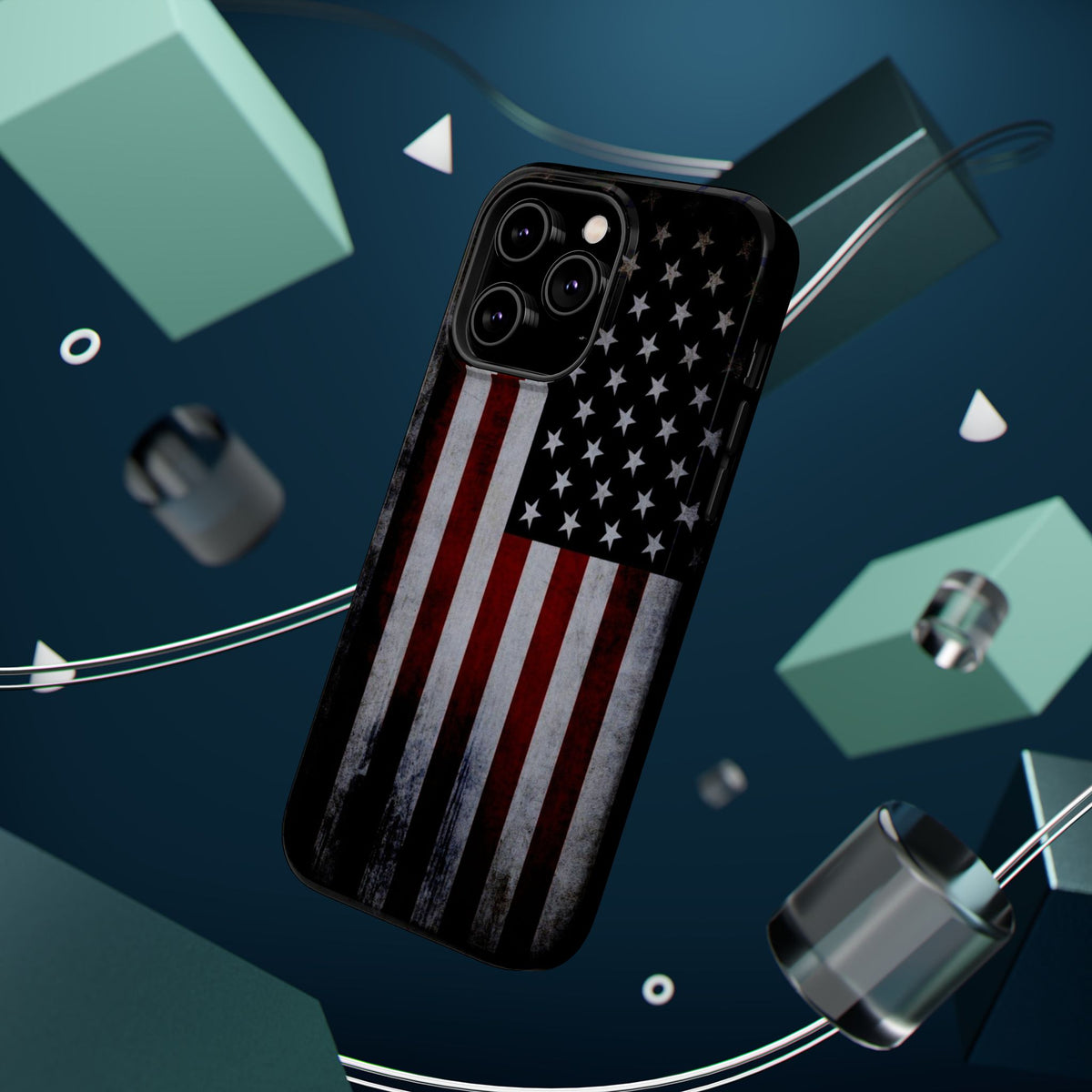 American Flag Magnetic Impact-Resistant Phone Case — Distressed USA Design