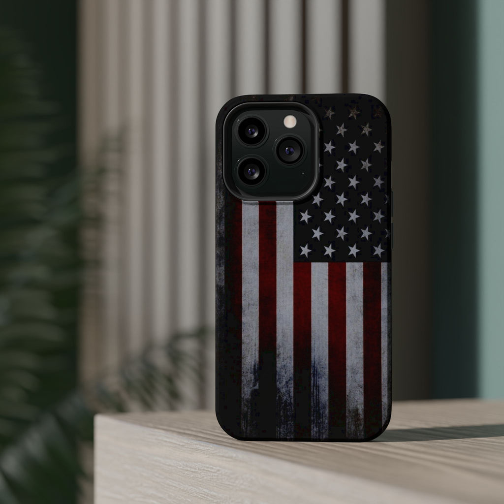 American Flag Magnetic Impact-Resistant Phone Case — Distressed USA Design