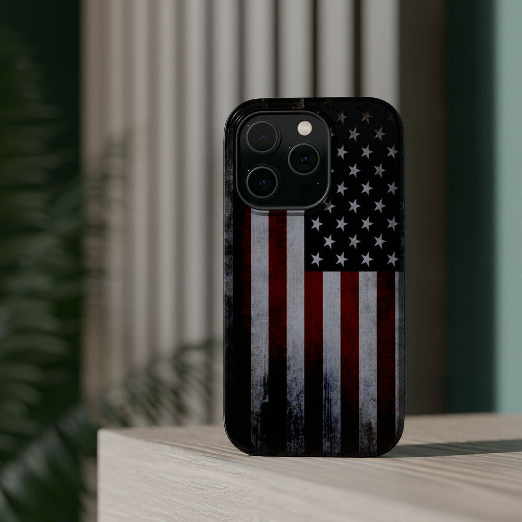 American Flag Magnetic Impact-Resistant Phone Case — Distressed USA Design