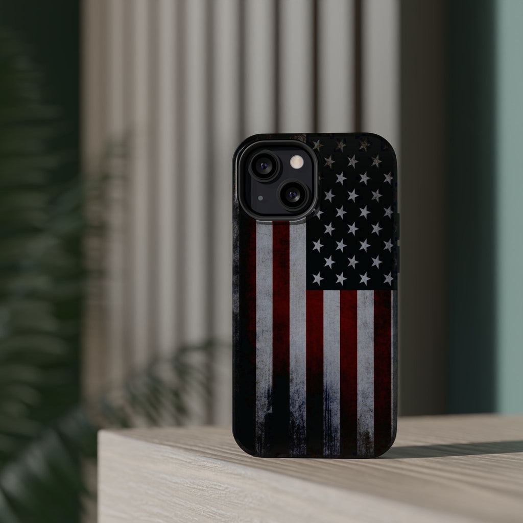 American Flag Magnetic Impact-Resistant Phone Case — Distressed USA Design