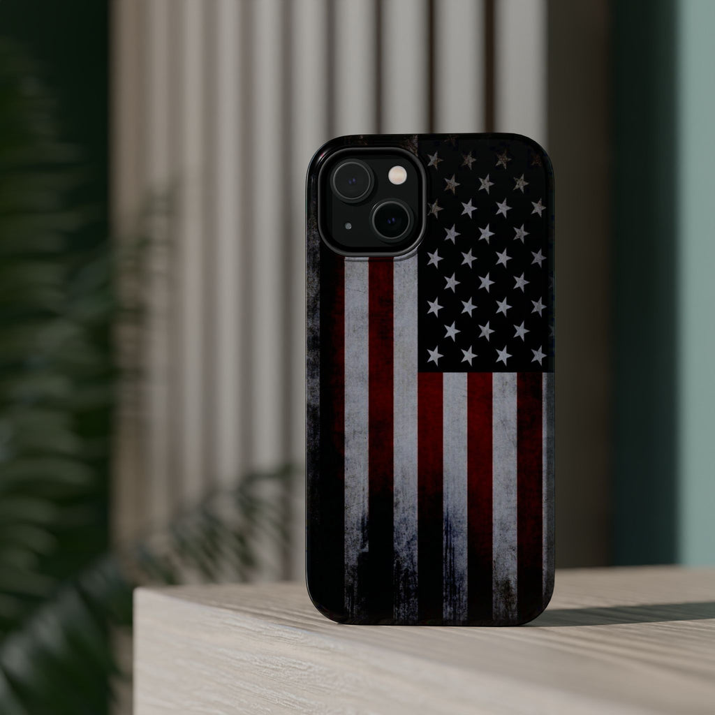 American Flag Magnetic Impact-Resistant Phone Case — Distressed USA Design
