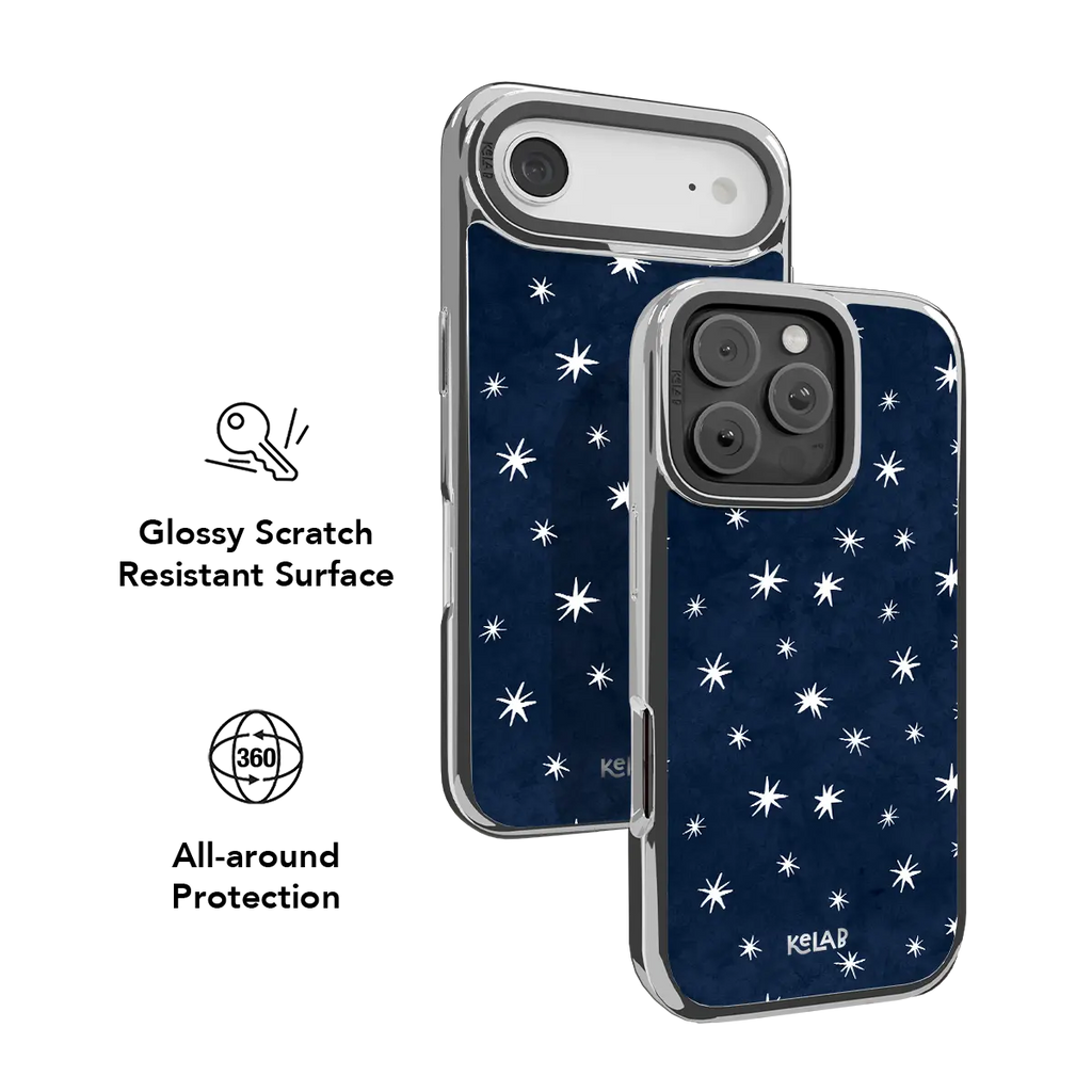 Starglimmer | Deep Blue Hand-Drawn Celestial Star iPhone Case