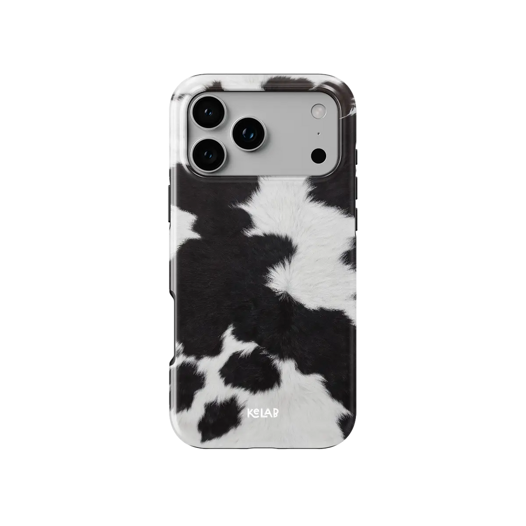 Cow Bell | Black & White Cow Print iPhone Case