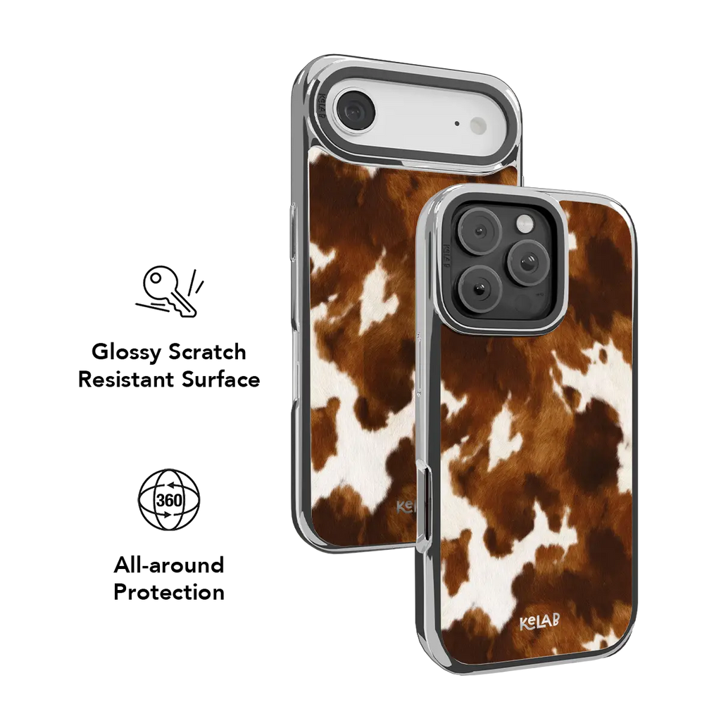 Milk & Mahogany | Brown & Cream Cow Print iPhone Case