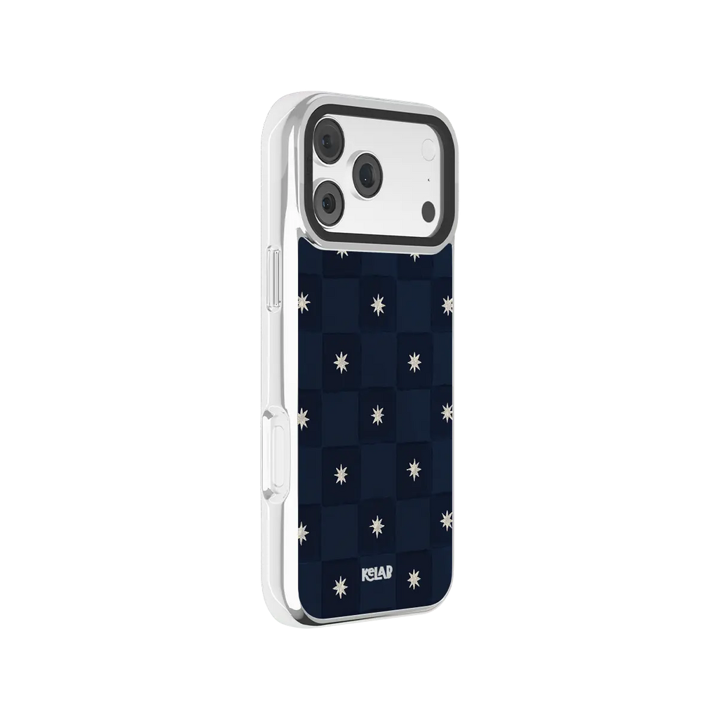 Celestial Check | Navy Checkered iPhone Case