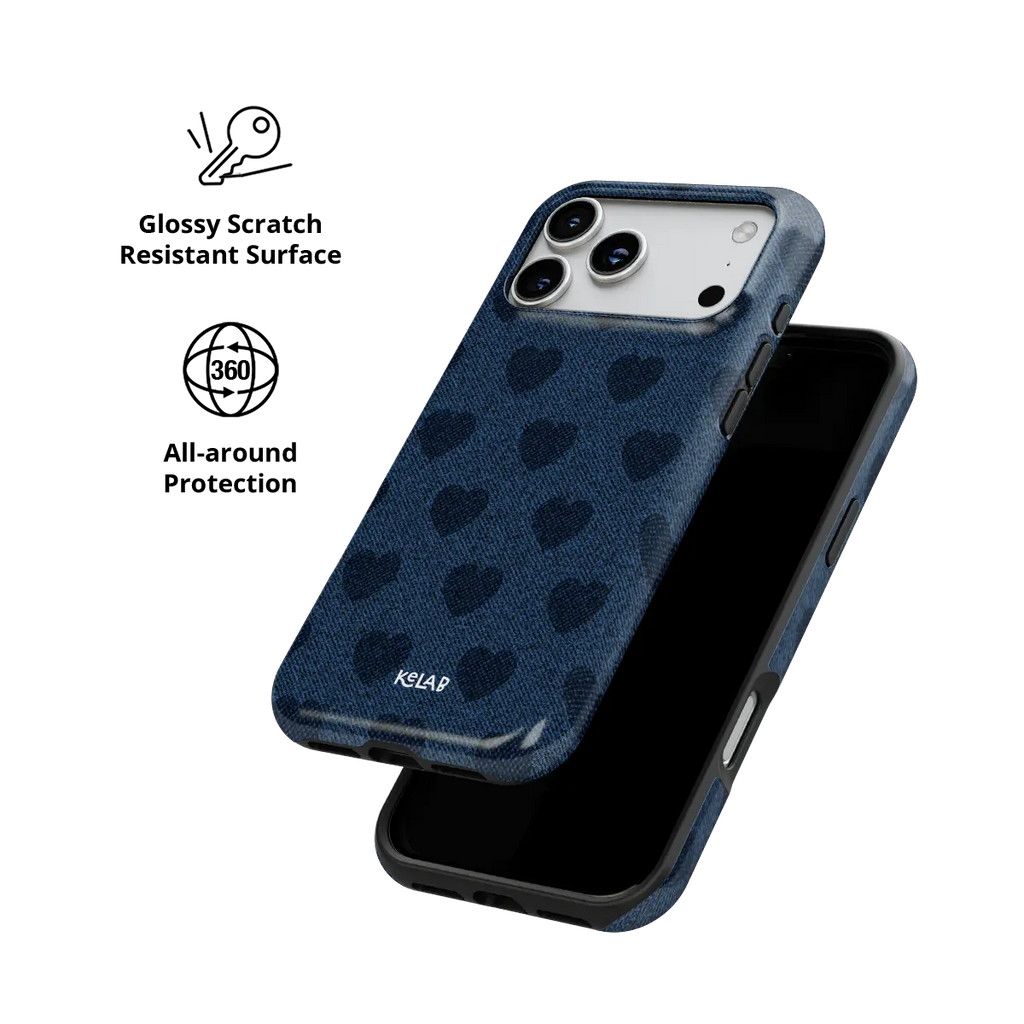 Indigo Crush | Denim Heart Y2K iPhone Case