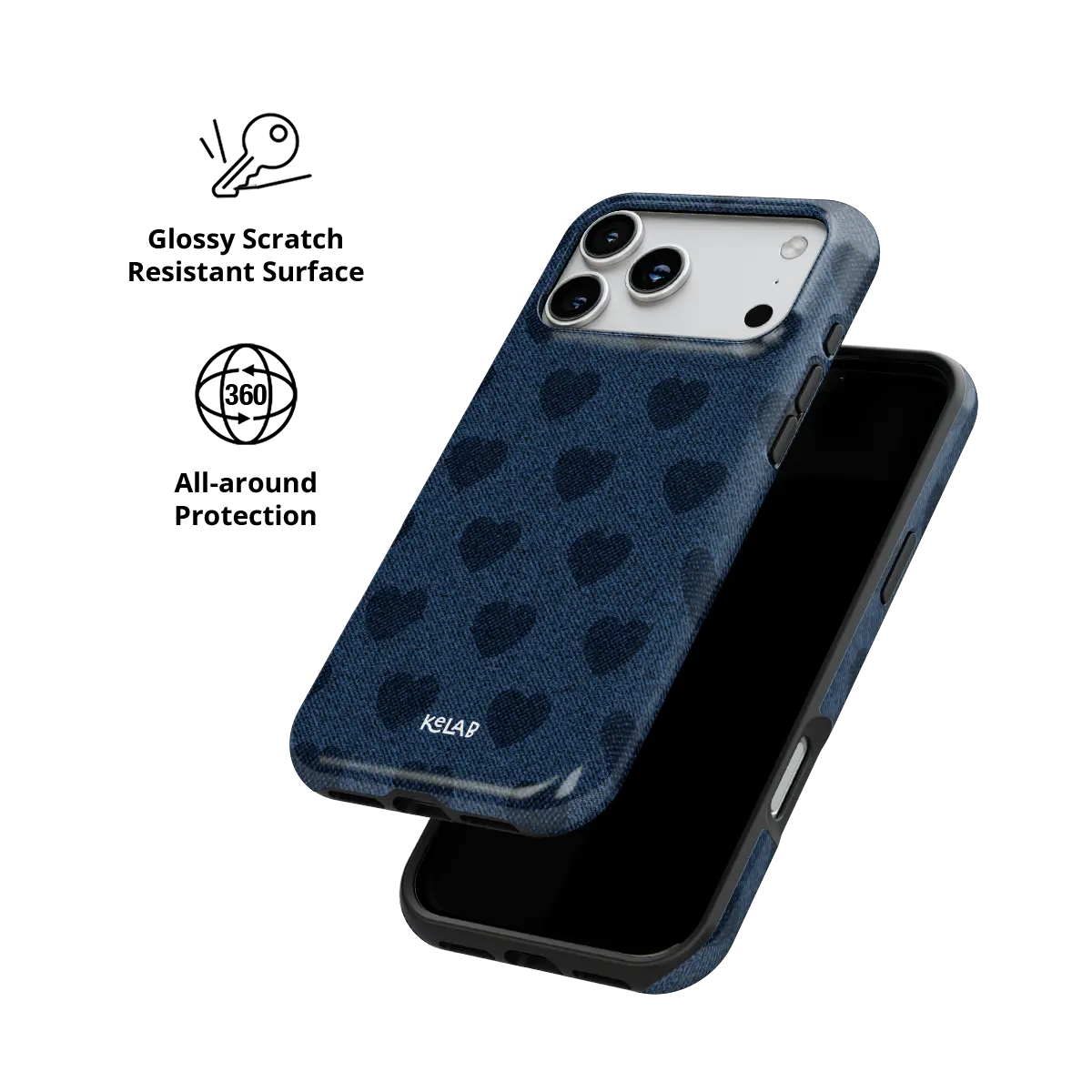 Indigo Crush | Denim Heart Y2K iPhone Case