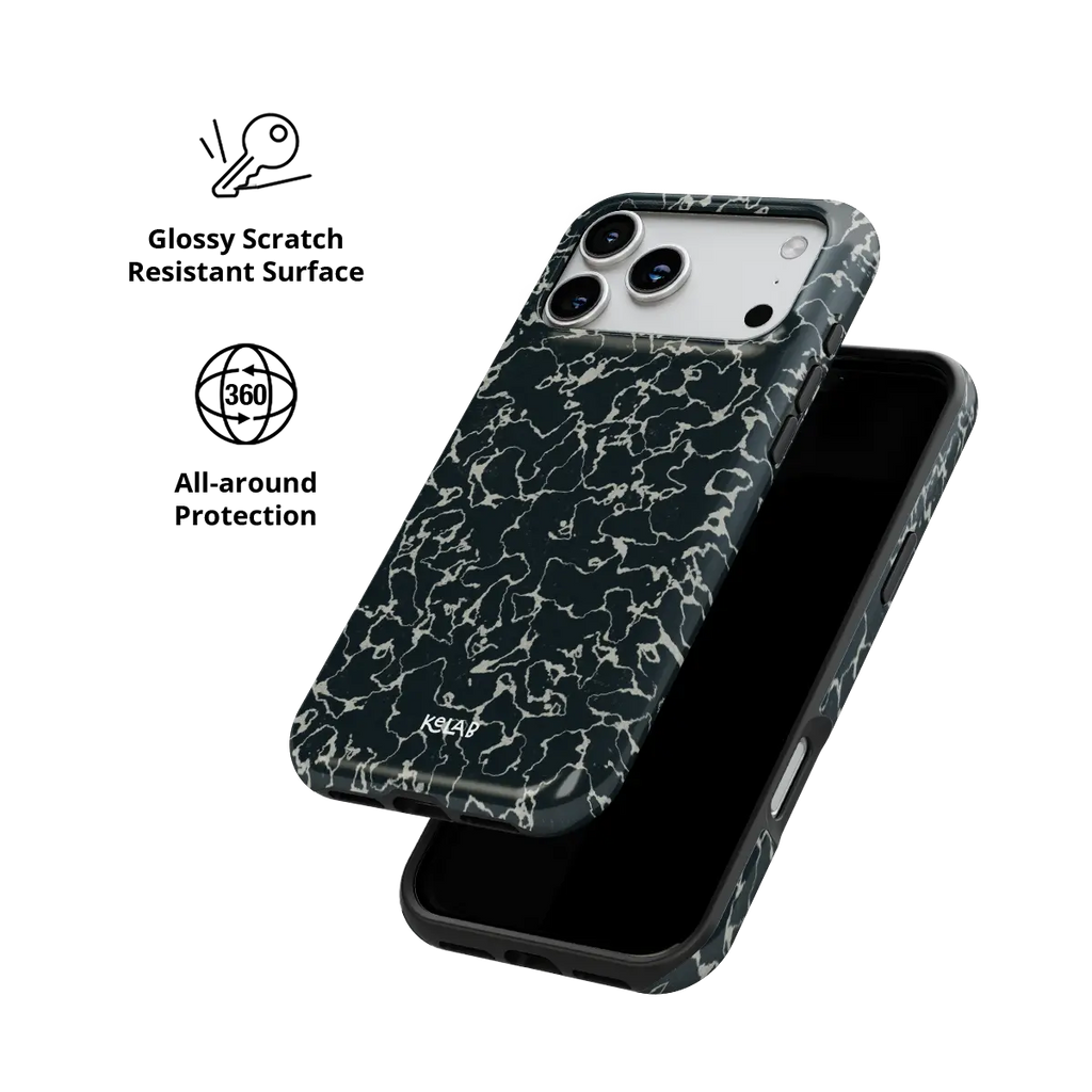 Obsidian Vein | Abstract Black Marble iPhone Case
