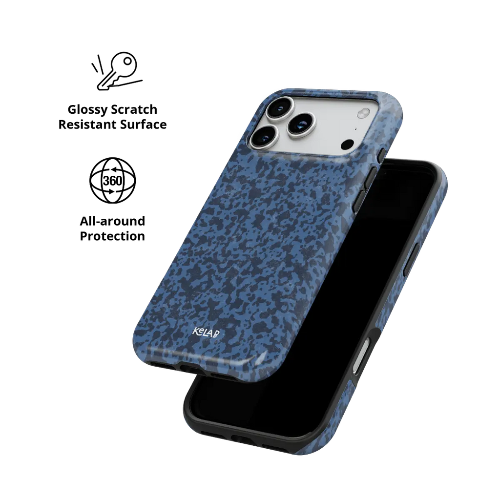 Deep Sea Static | Dark Blue Marble iPhone Case