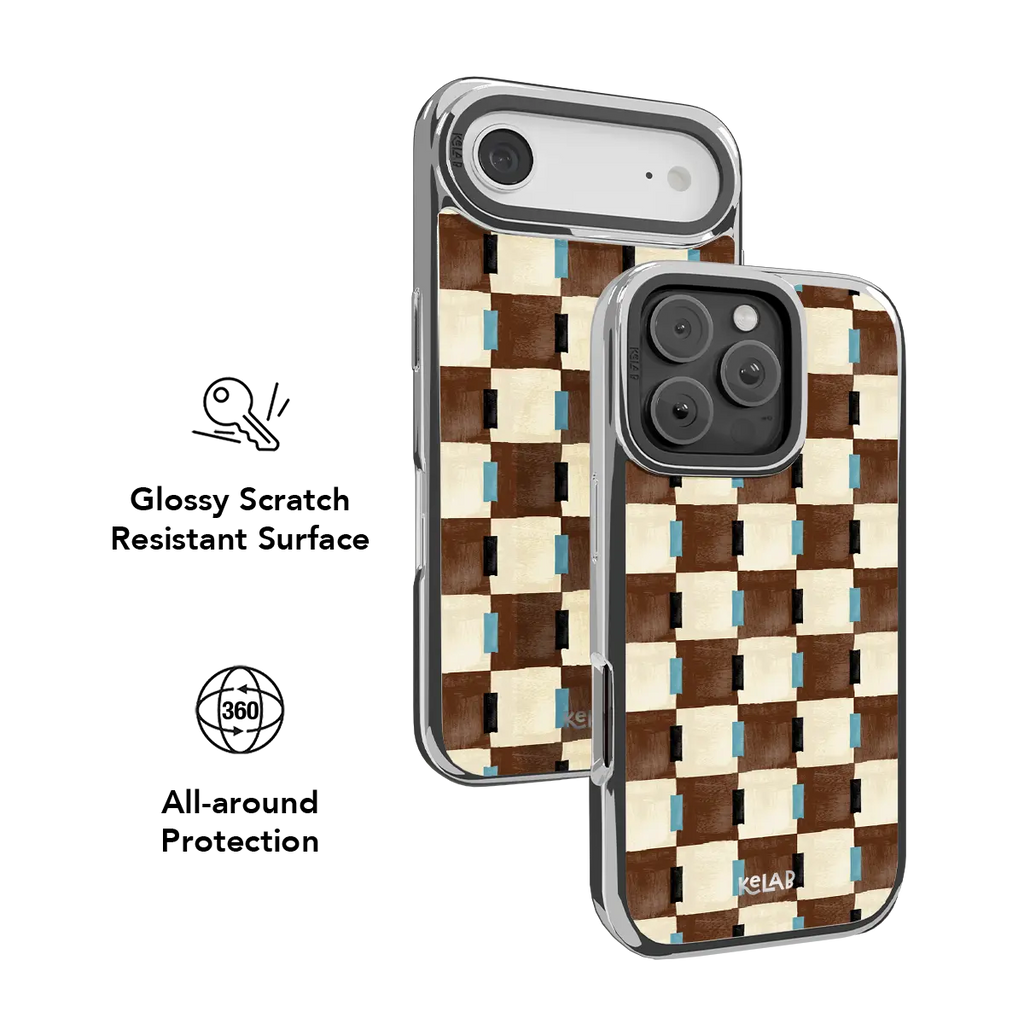 Cerulean Check | Blue & Brown Checkered iPhone Case