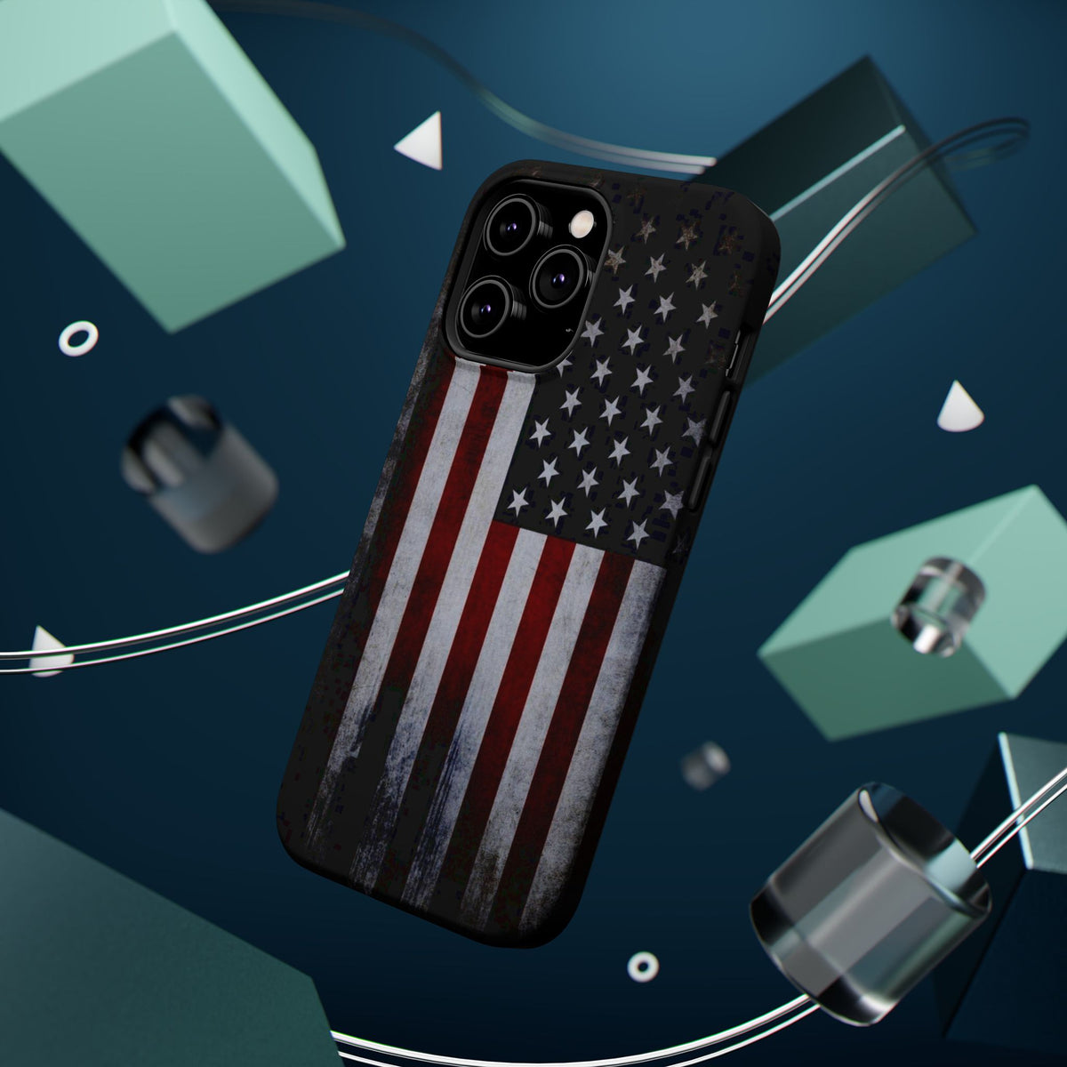 American Flag Magnetic Impact-Resistant Phone Case — Distressed USA Design