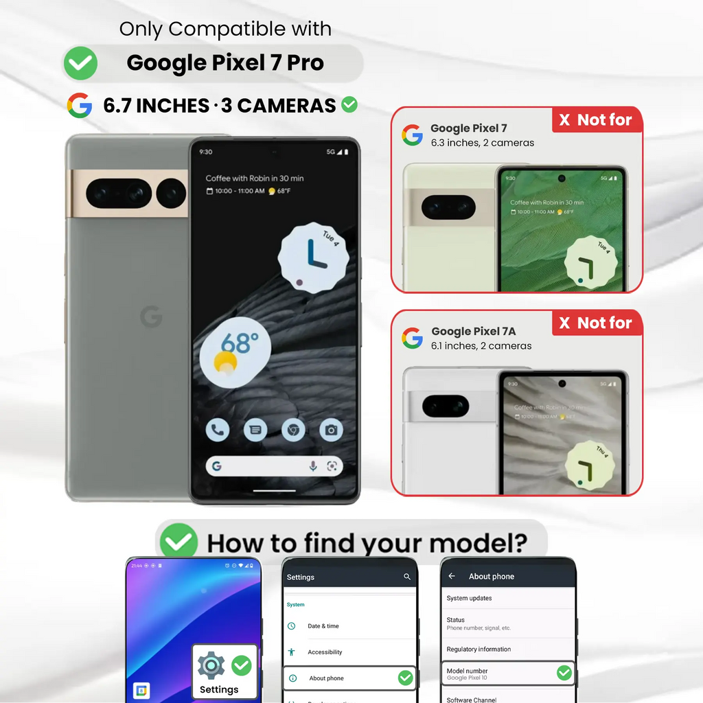 Entronix Clear Screen Protector Compatible with Pixel 7 Pro - 3-Piece Combo