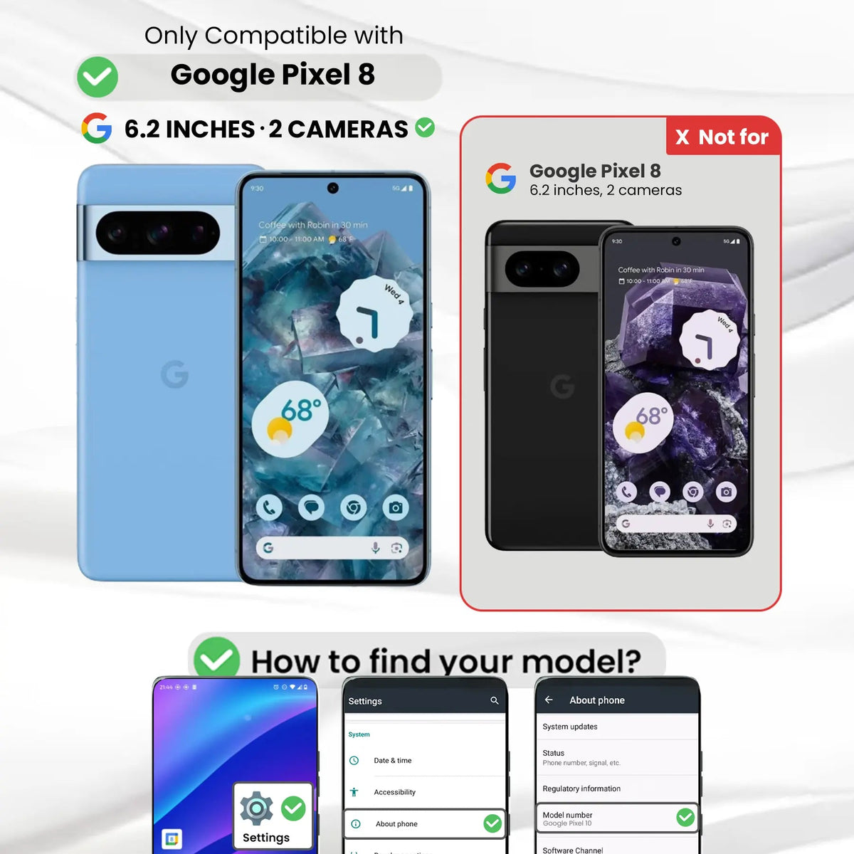 Entronix Clear Screen Protector Compatible with Pixel 8 - 3-Piece Combo