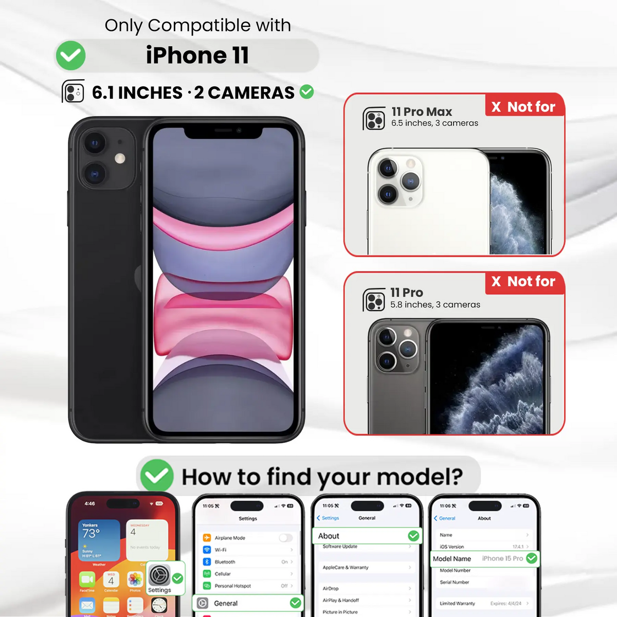 Entronix Clear Screen Protector & Camera Lens Protector Compatible with iPhone 11 - 4-Piece Combo
