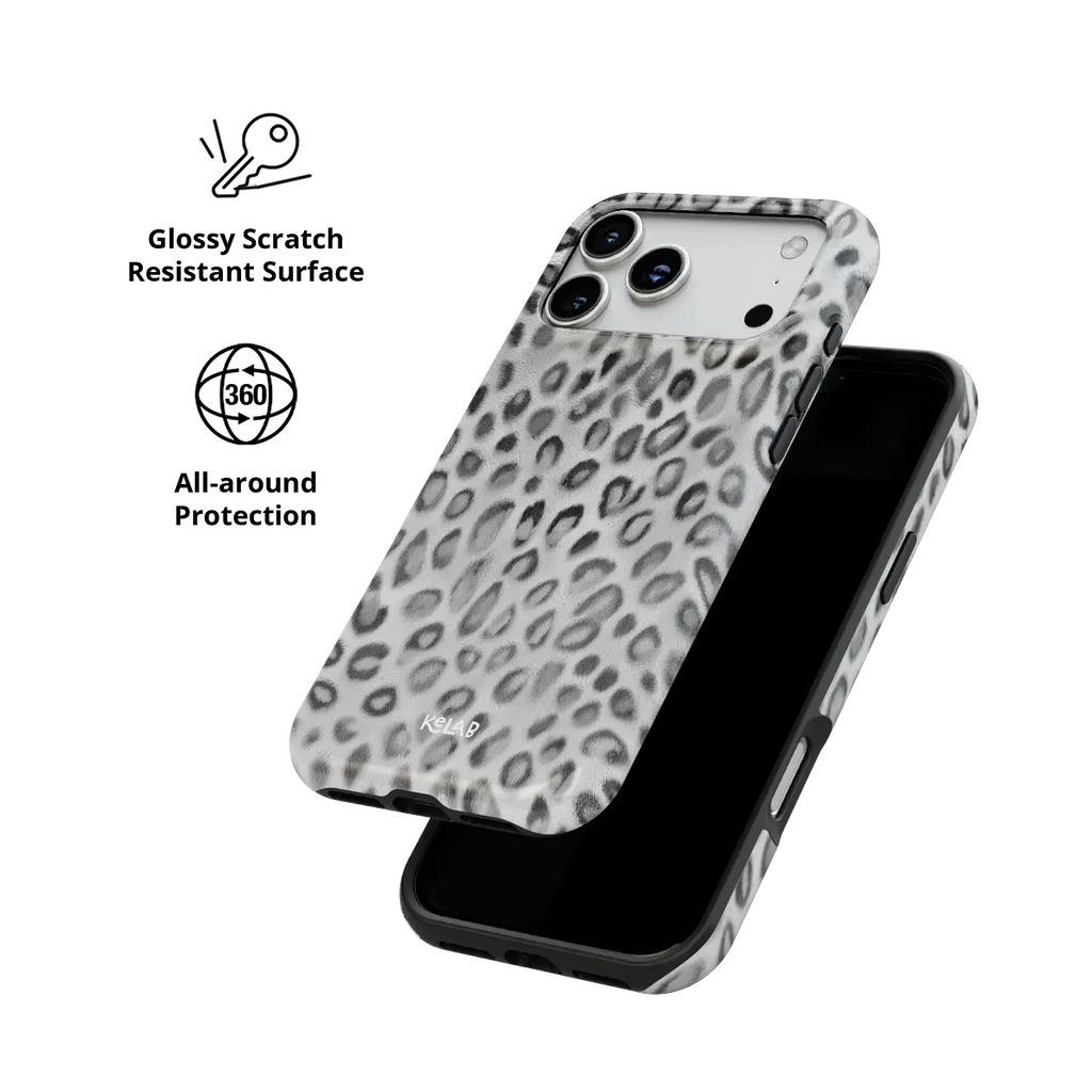 Platinum Predator | Black & White Cheetah Print iPhone Case